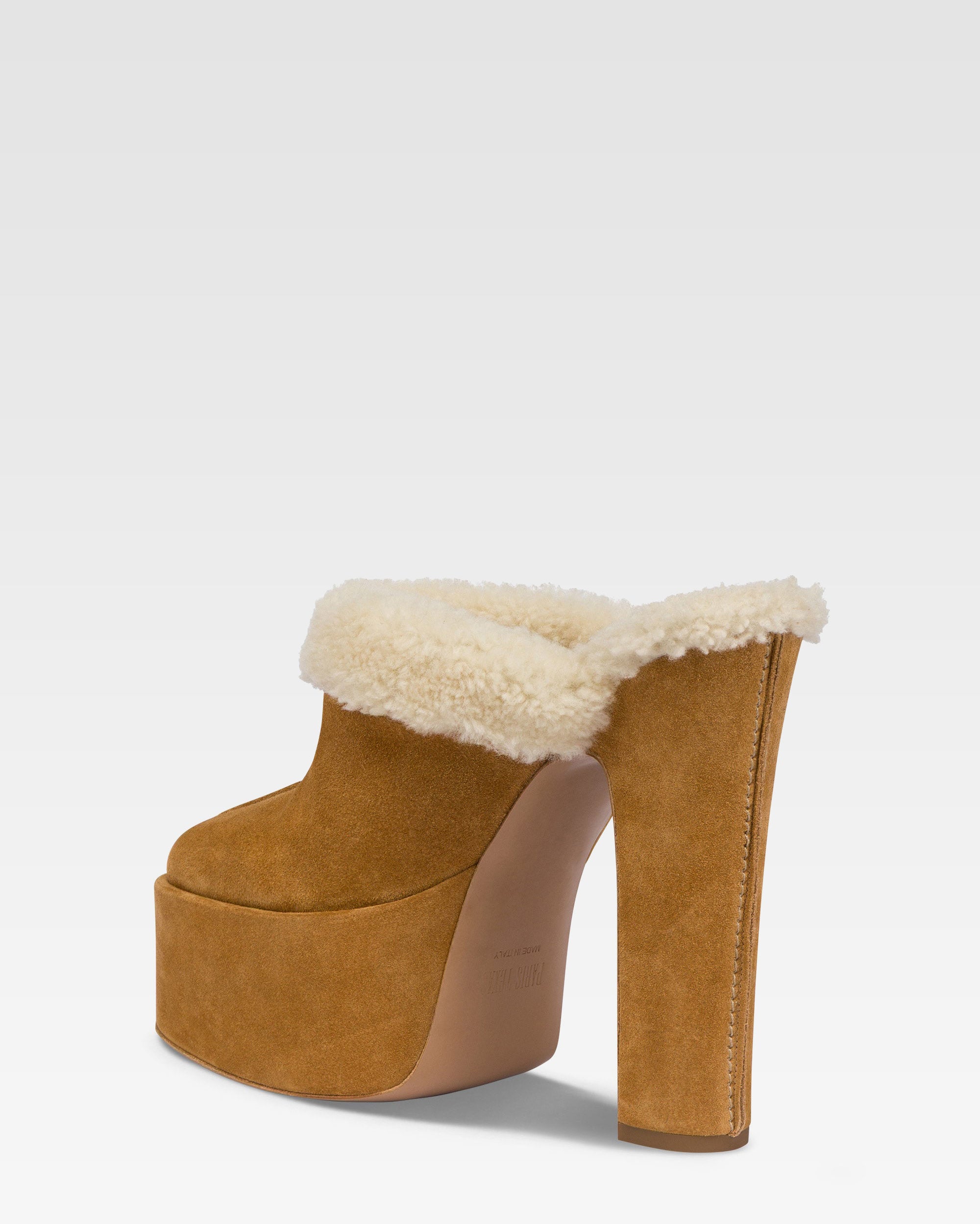 Sabots platform in pelle scamosciata beige