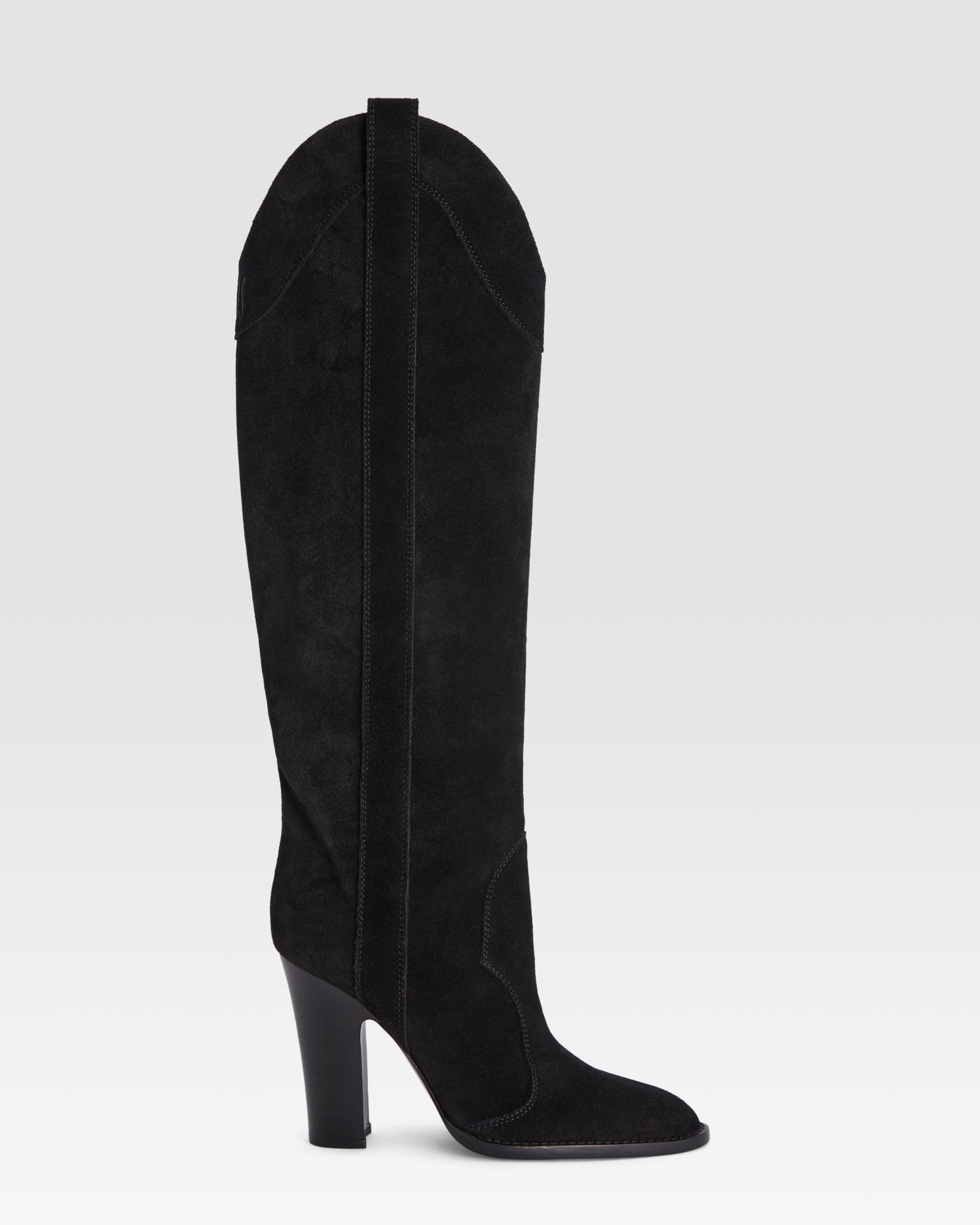 Boots in black calf suede leather