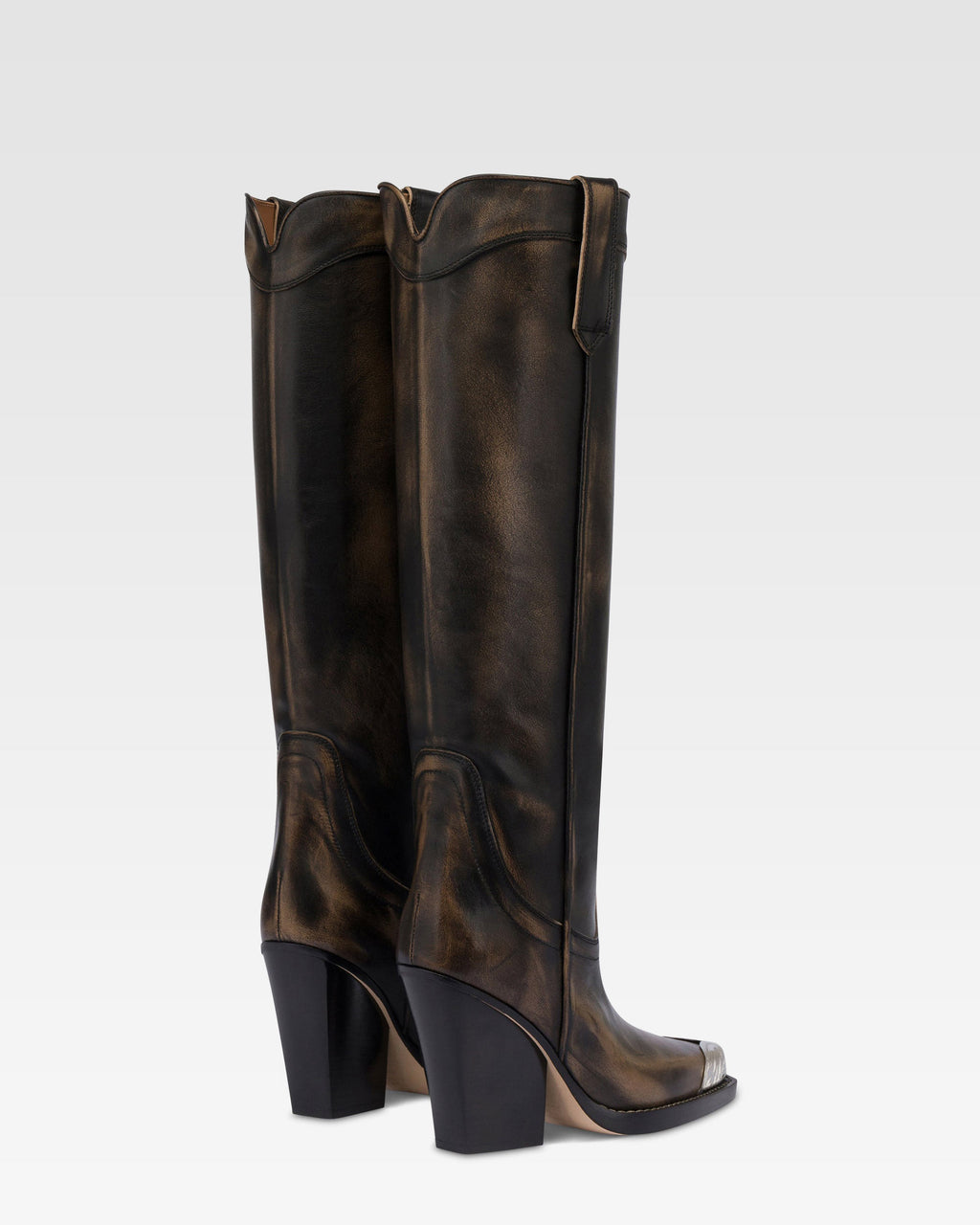 Stivali texani in pelle spazzolata nera