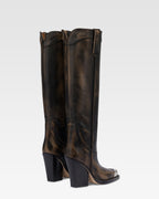 Stivali texani in pelle spazzolata nera