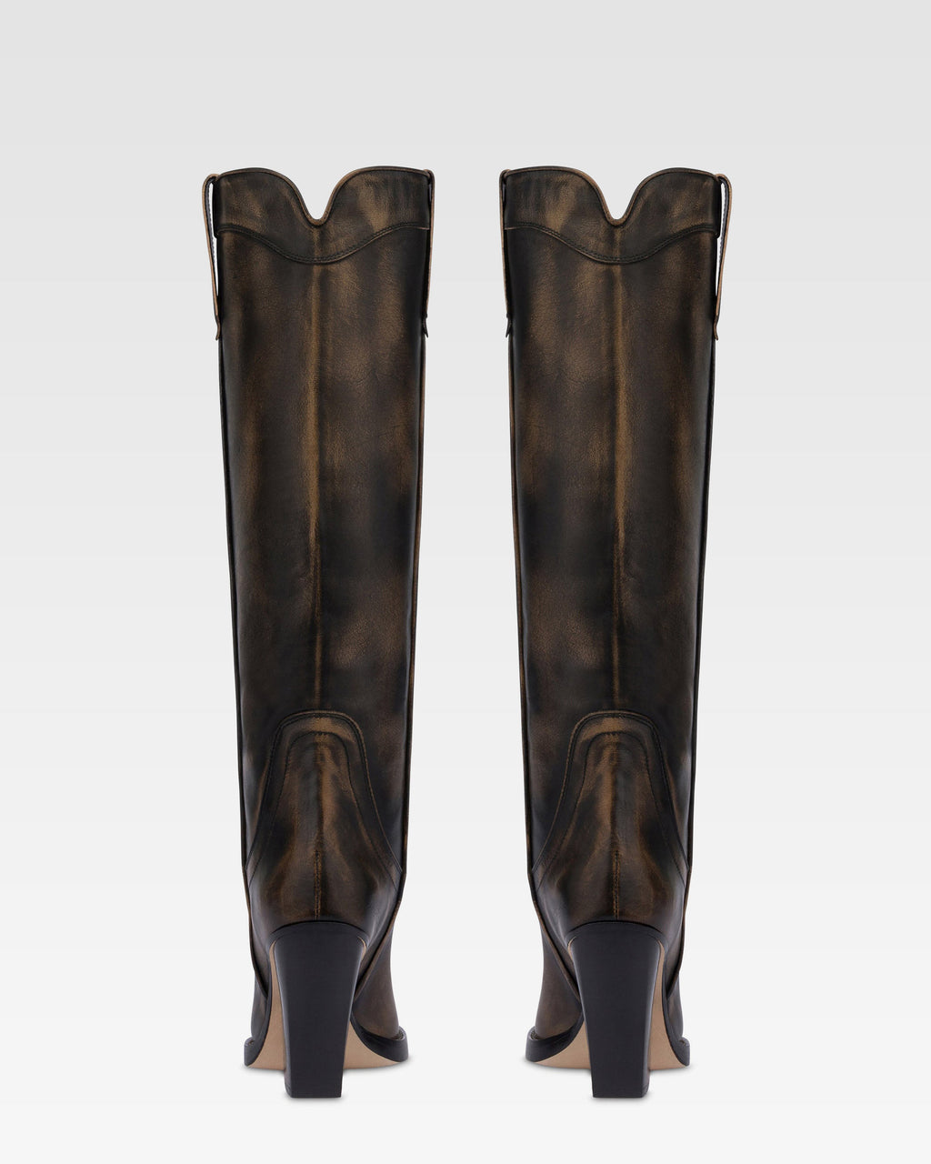 Stivali texani in pelle spazzolata nera