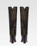 Stivali texani in pelle spazzolata nera