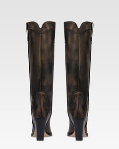 Stivali texani in pelle spazzolata nera