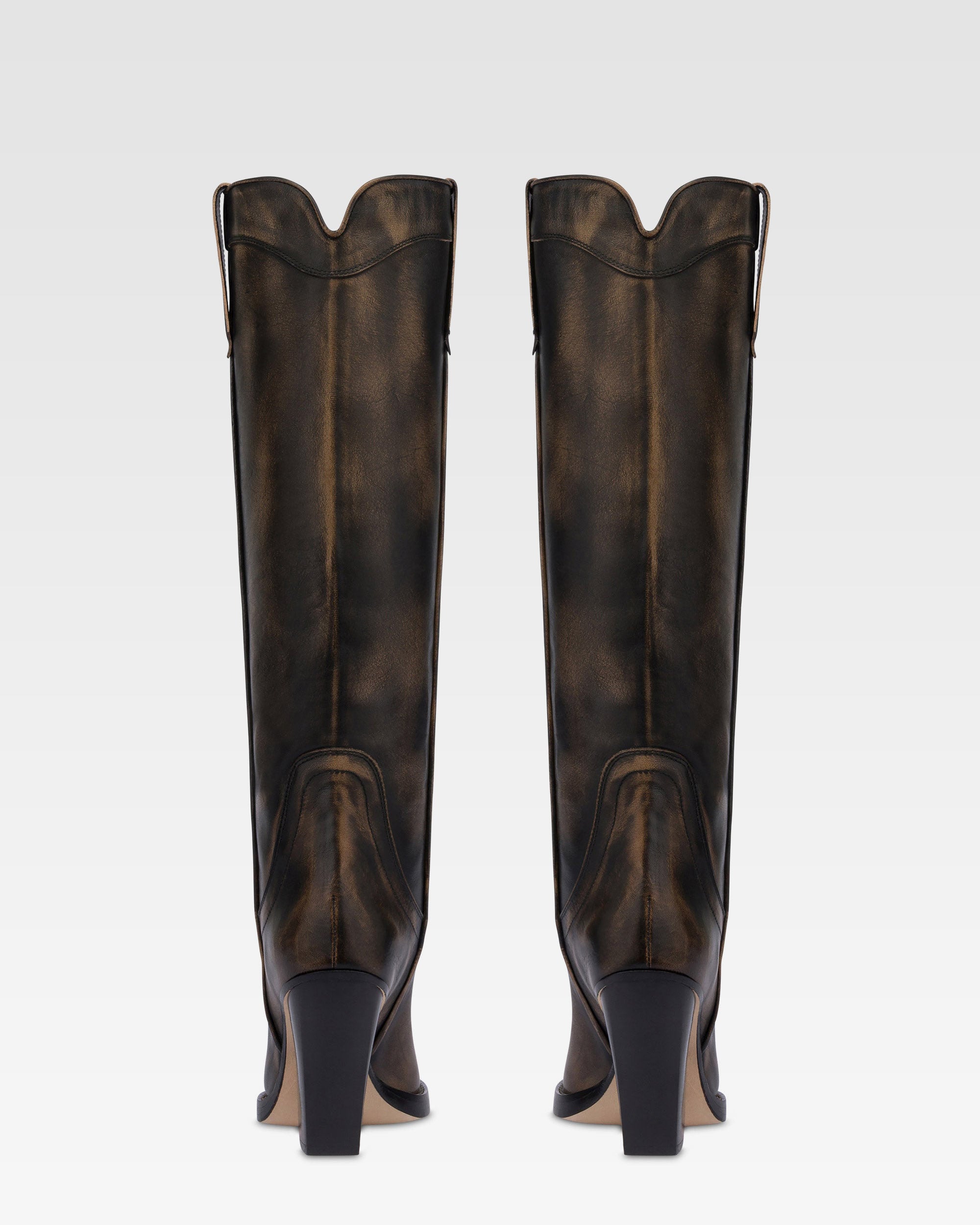 Stivali texani in pelle spazzolata nera