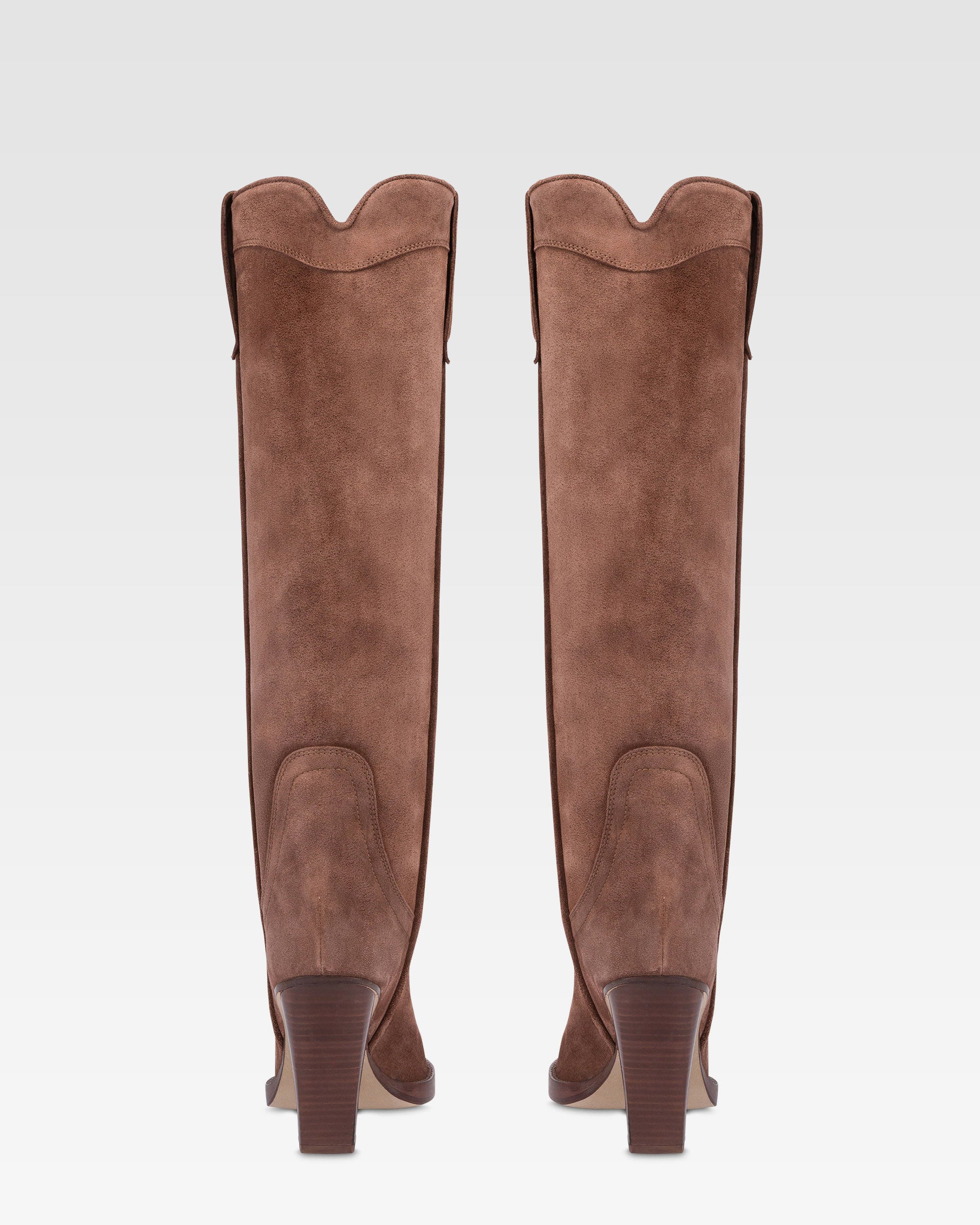 Texan boots in dark brown calf suede leather