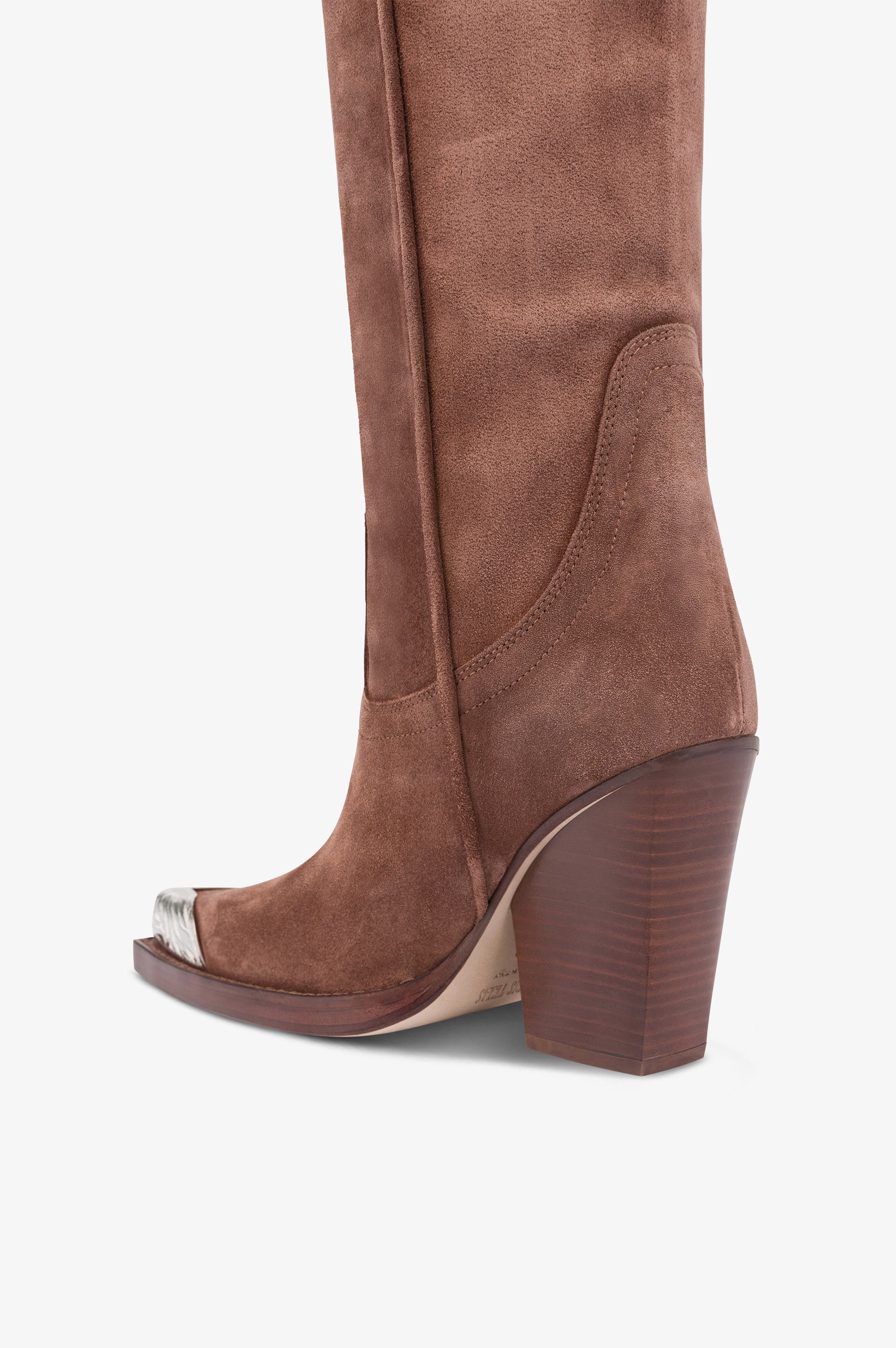 Texan boots in dark brown calf suede leather