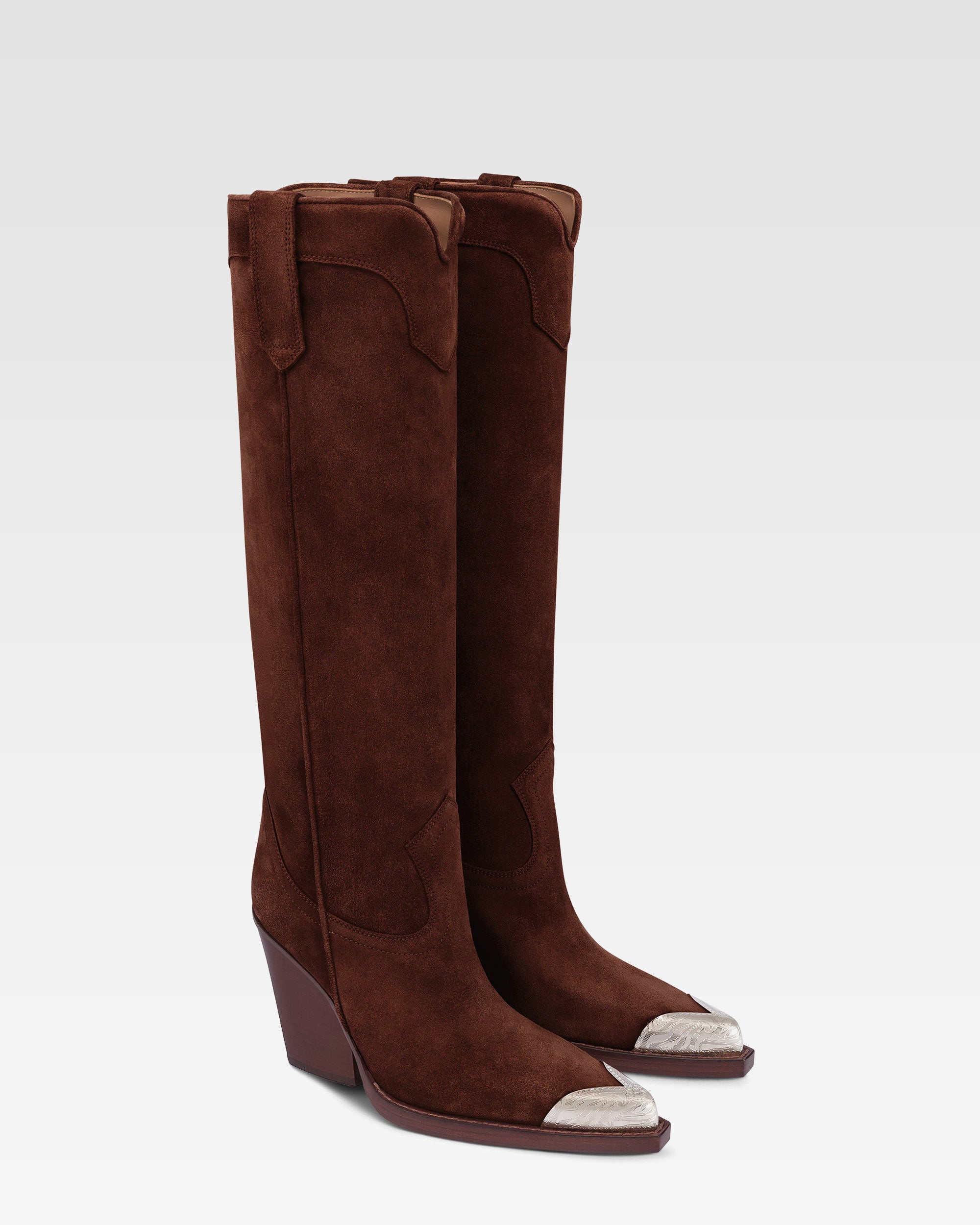 Texan boots in mahogany calf suede leather
