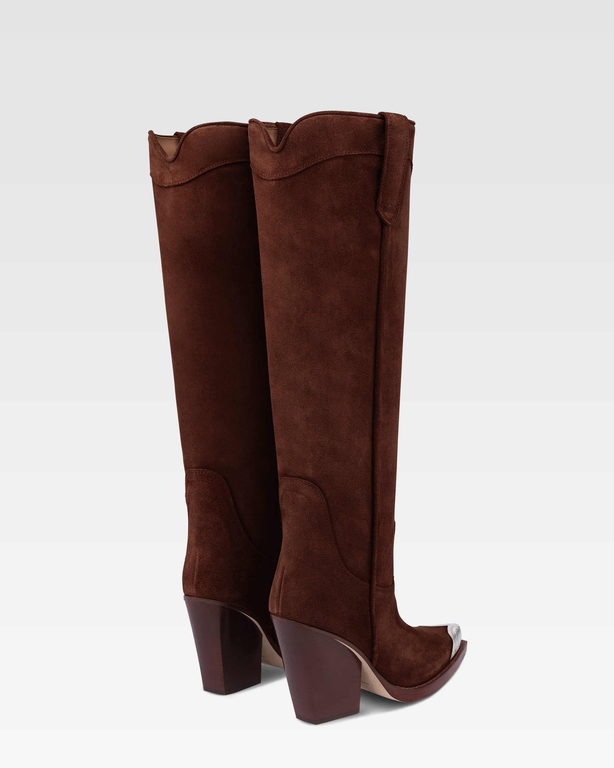 Texan boots in mahogany calf suede leather