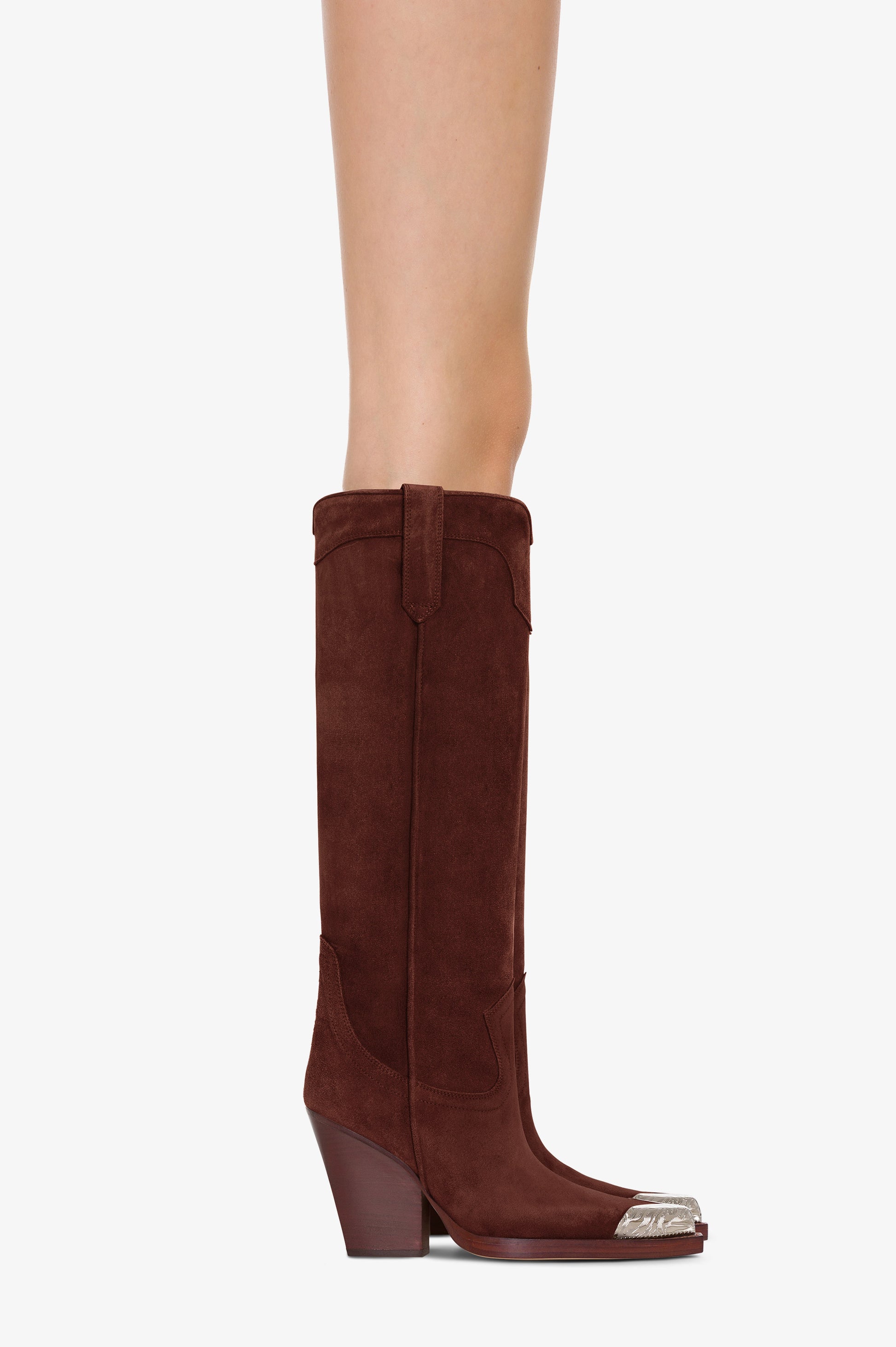 Texan boots in mahogany calf suede leather