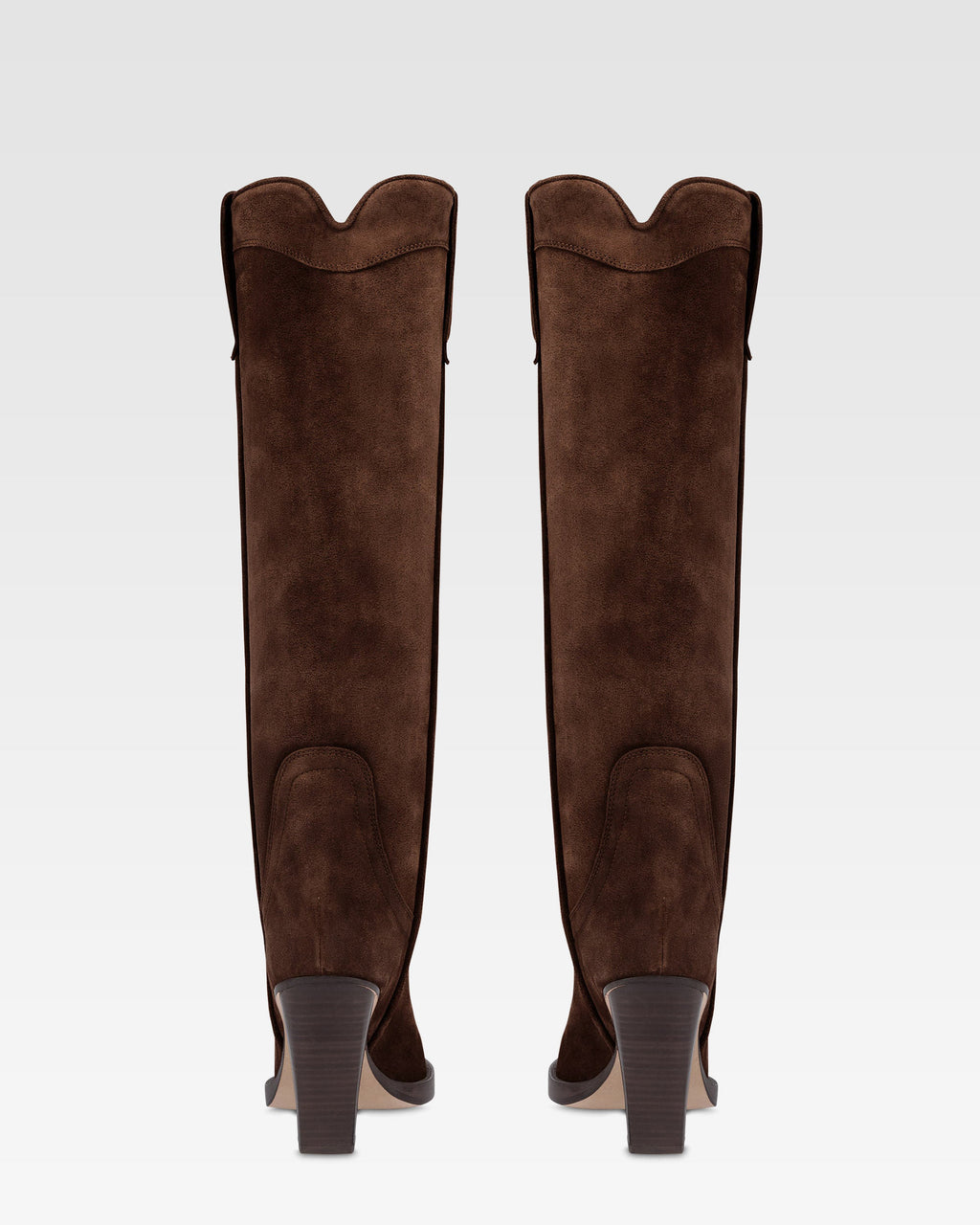 Texan boots in chocolate calf suede leather