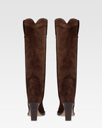 Texan boots in chocolate calf suede leather