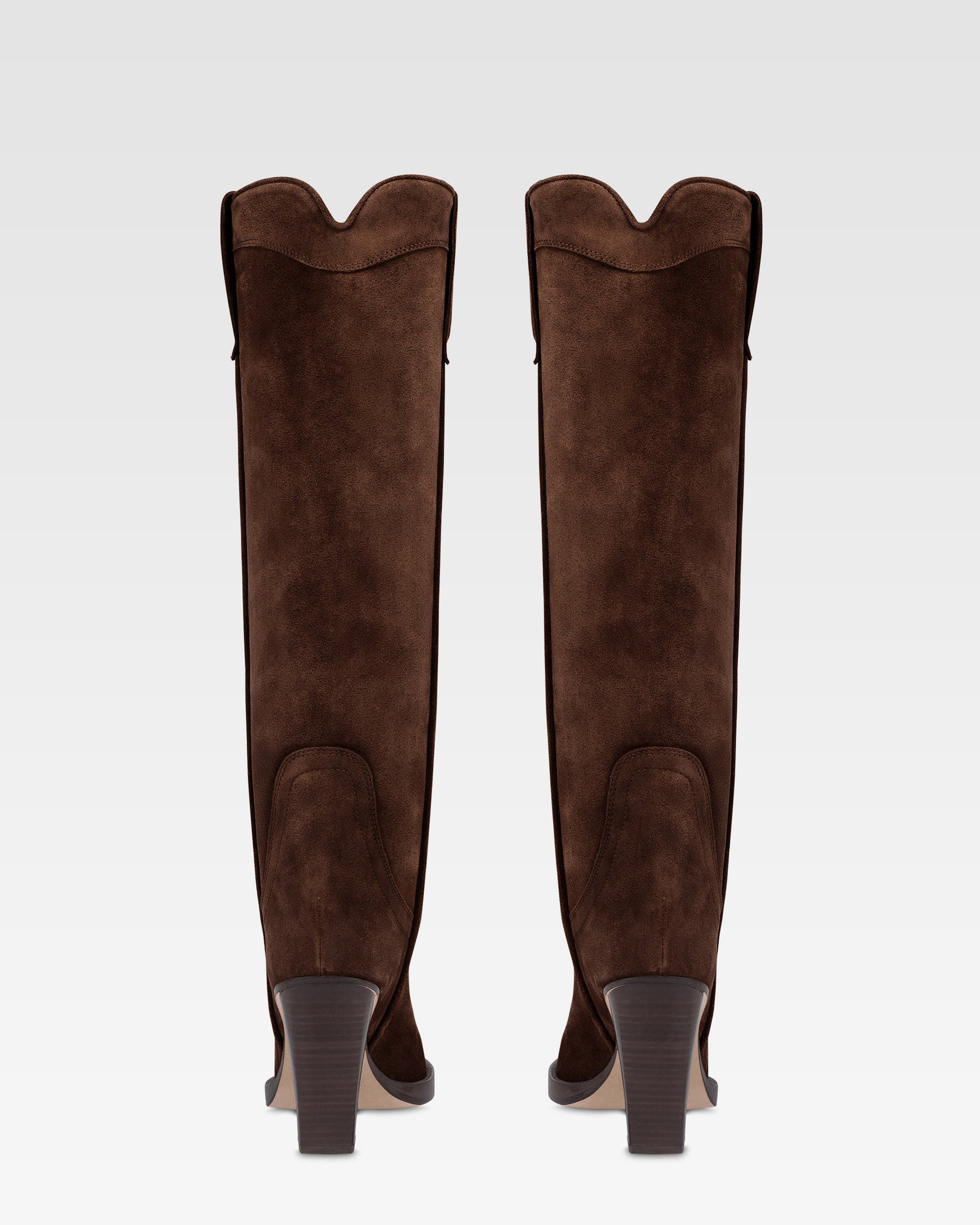 Texan boots in chocolate calf suede leather