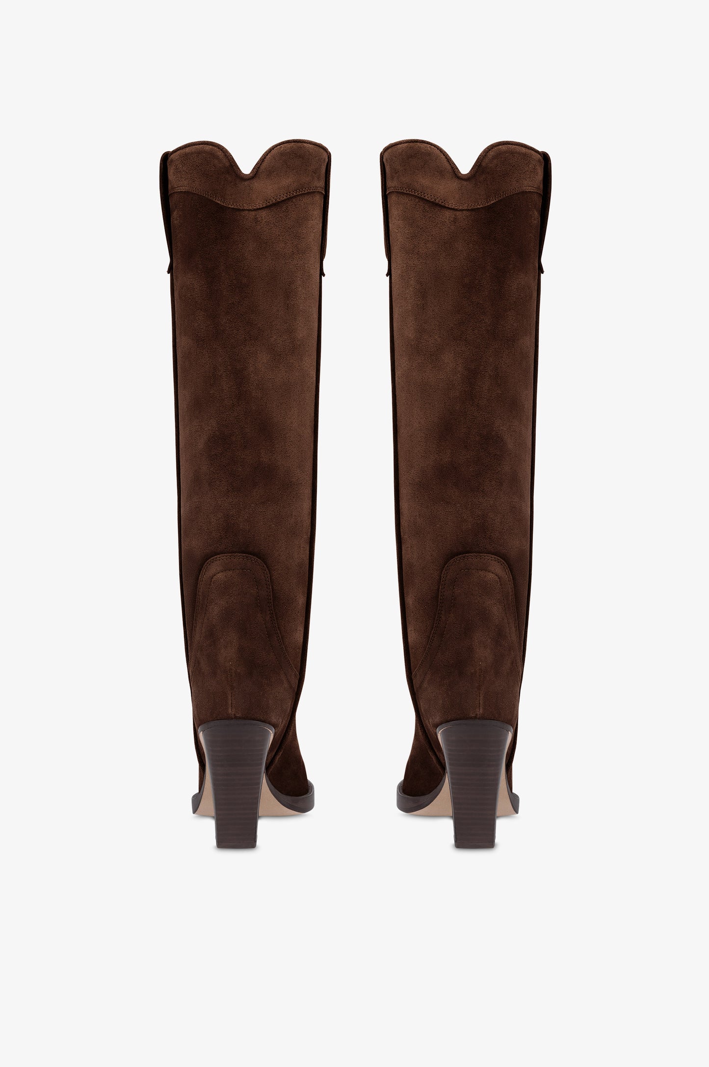 Stivali texani in pelle scamosciata cioccolato