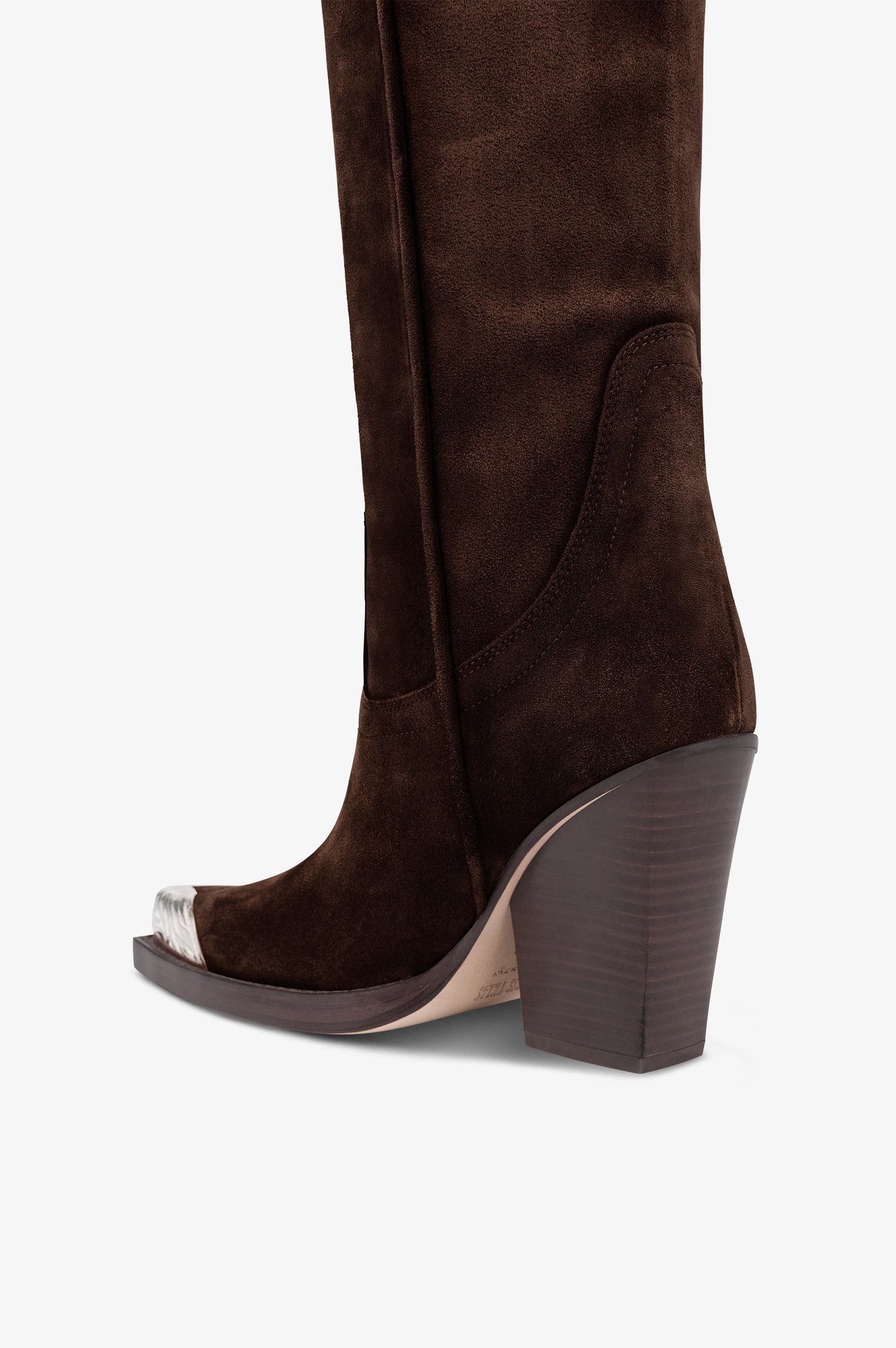 Stivali texani in pelle scamosciata cioccolato