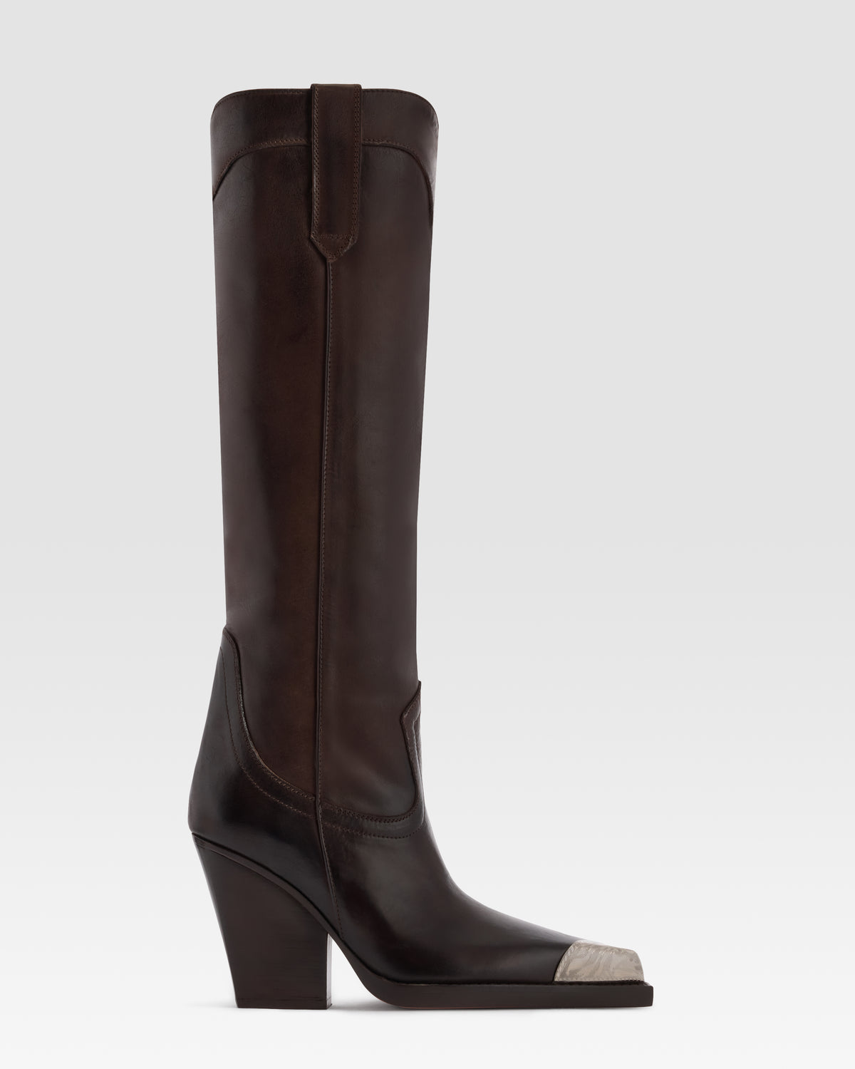 STIVALE TEXANO IN PELLE CON PUNTALE METALLICO