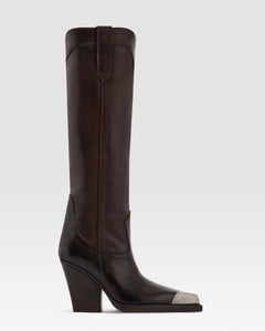 LEATHER WESTERN BOOT WITH METAL TOE CAP