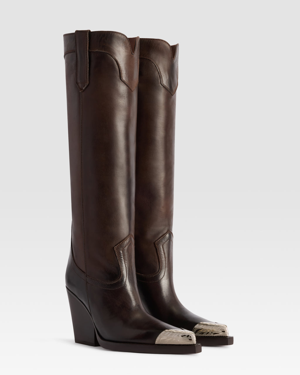 LEATHER WESTERN BOOT WITH METAL TOE CAP