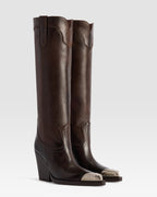 LEATHER WESTERN BOOT WITH METAL TOE CAP