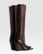 LEATHER WESTERN BOOT WITH METAL TOE CAP