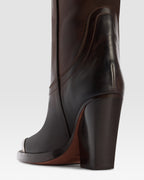 LEATHER WESTERN BOOT WITH METAL TOE CAP