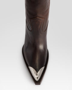 LEATHER WESTERN BOOT WITH METAL TOE CAP