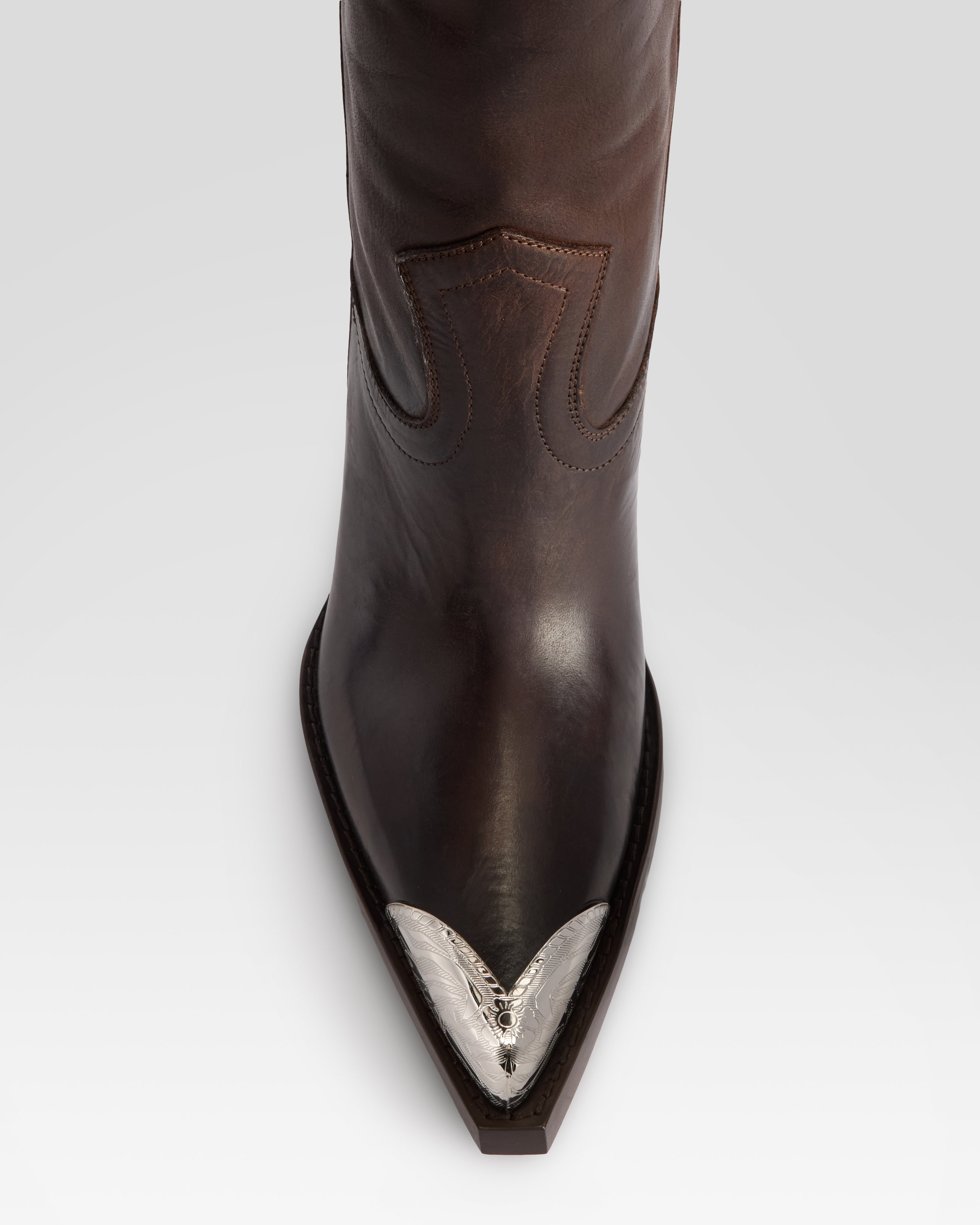LEATHER WESTERN BOOT WITH METAL TOE CAP