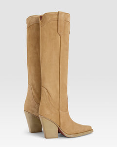 Texan boots in whisky calf suede leather