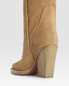 Texan boots in whisky calf suede leather