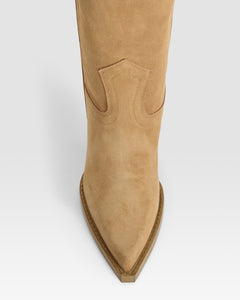 Texan boots in whisky calf suede leather