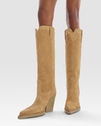 Texan boots in whisky calf suede leather