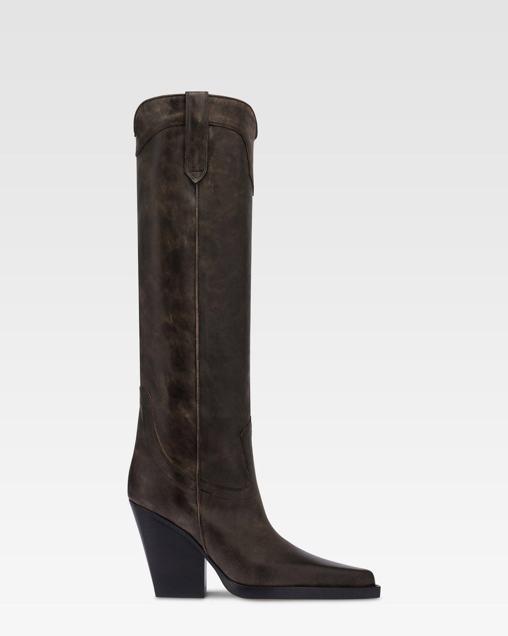 Texan boots in black vintage-effect leather.