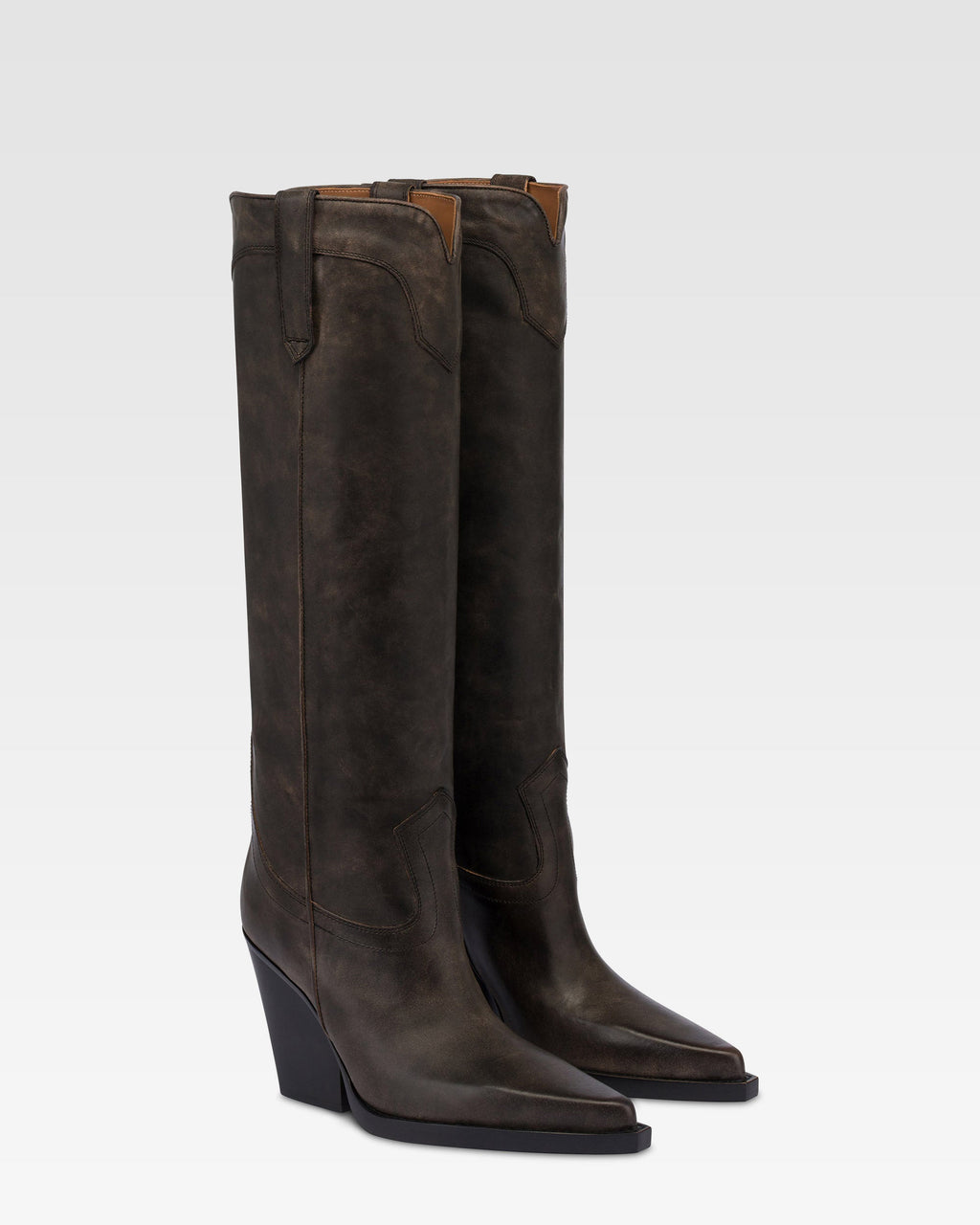 Texan boots in black vintage-effect leather.