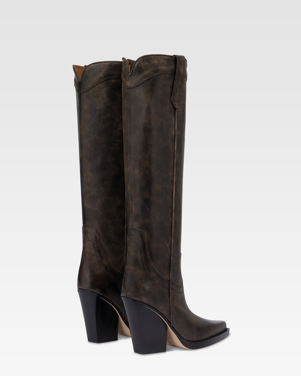 Texan boots in black vintage-effect leather.