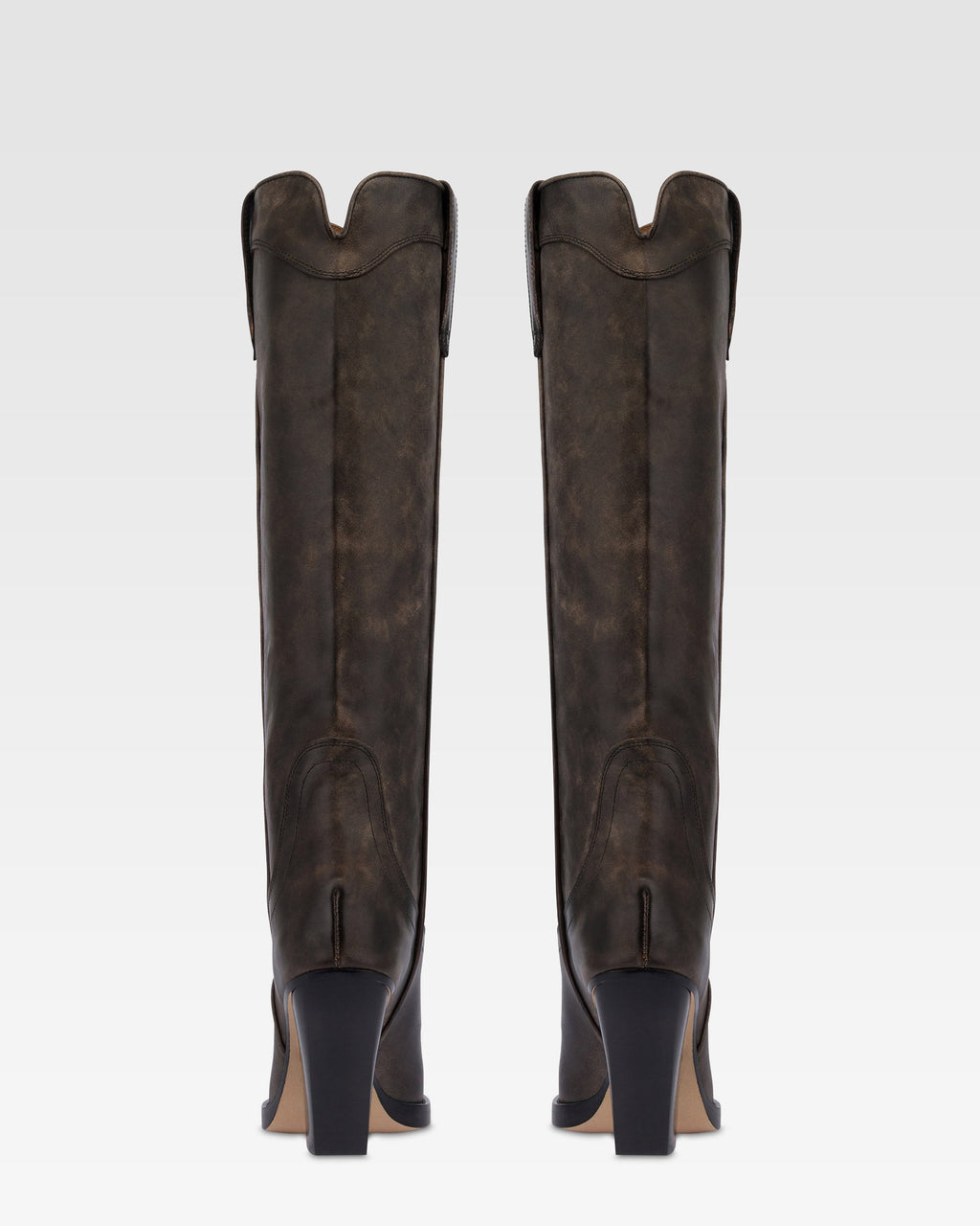 Texan boots in black vintage-effect leather.