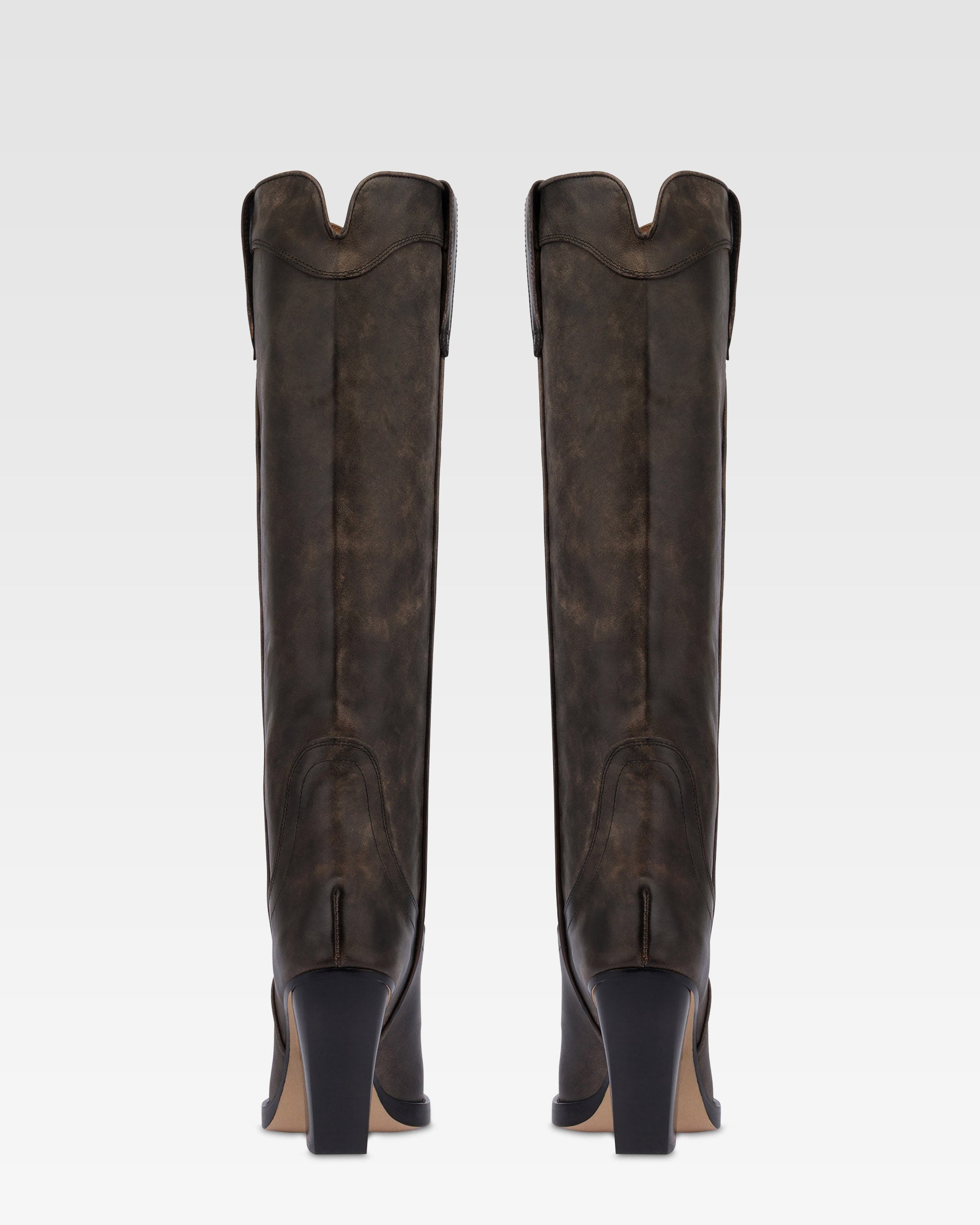 Texan boots in black vintage-effect leather.