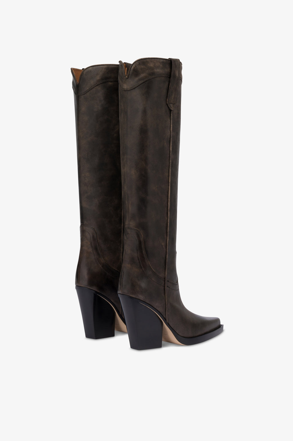 Texan boots in black vintage-effect leather.