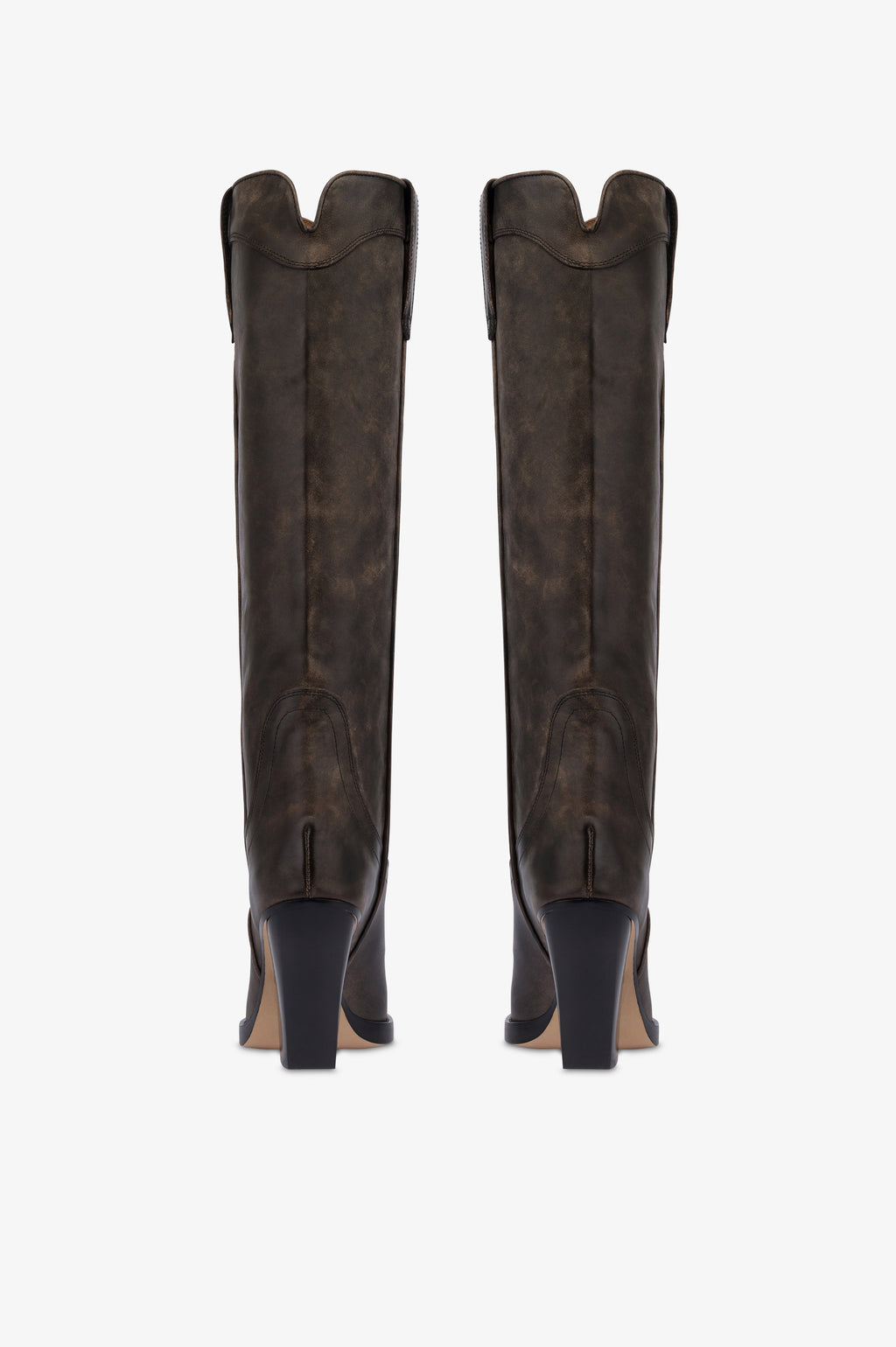 Texan boots in black vintage-effect leather.