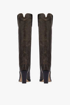 Texan boots in black vintage-effect leather.