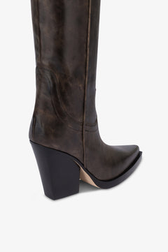 Texan boots in black vintage-effect leather.