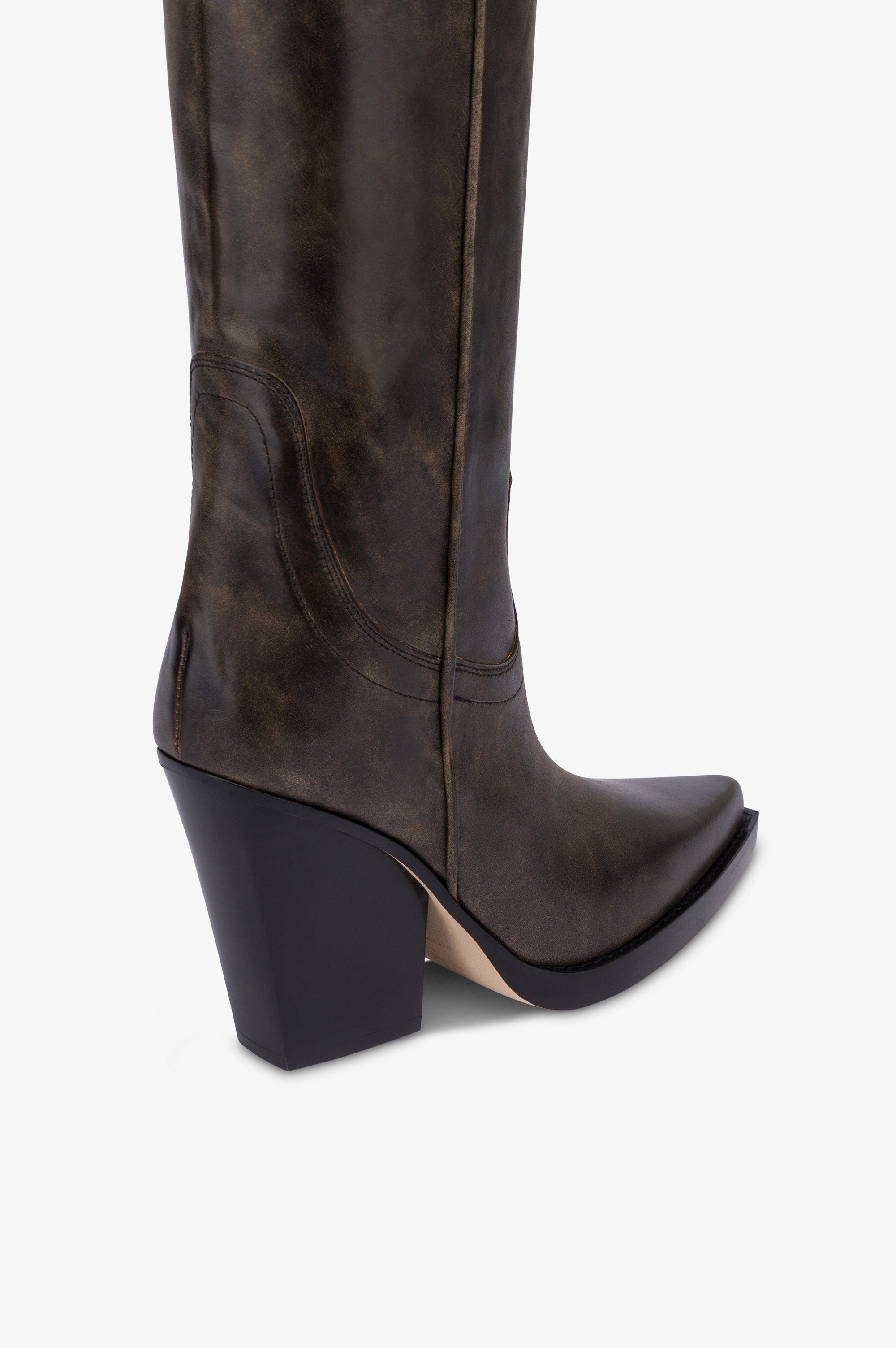 Texan boots in black vintage-effect leather.