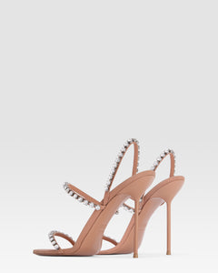 Slingback sandals in amber crepe satin with stud detailing
