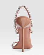 Slingback sandals in amber crepe satin with stud detailing