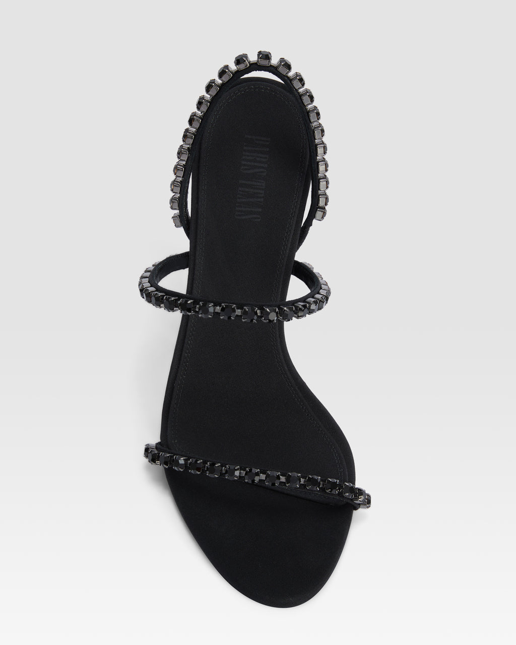 Slingback sandals in black crepe satin with stud detailing