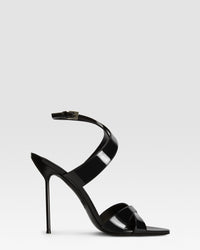 Sandals in black patent leather — BLACK