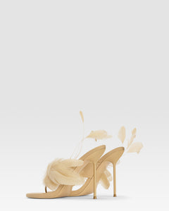 Thong mules in honey crepe satin