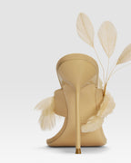 Thong mules in honey crepe satin