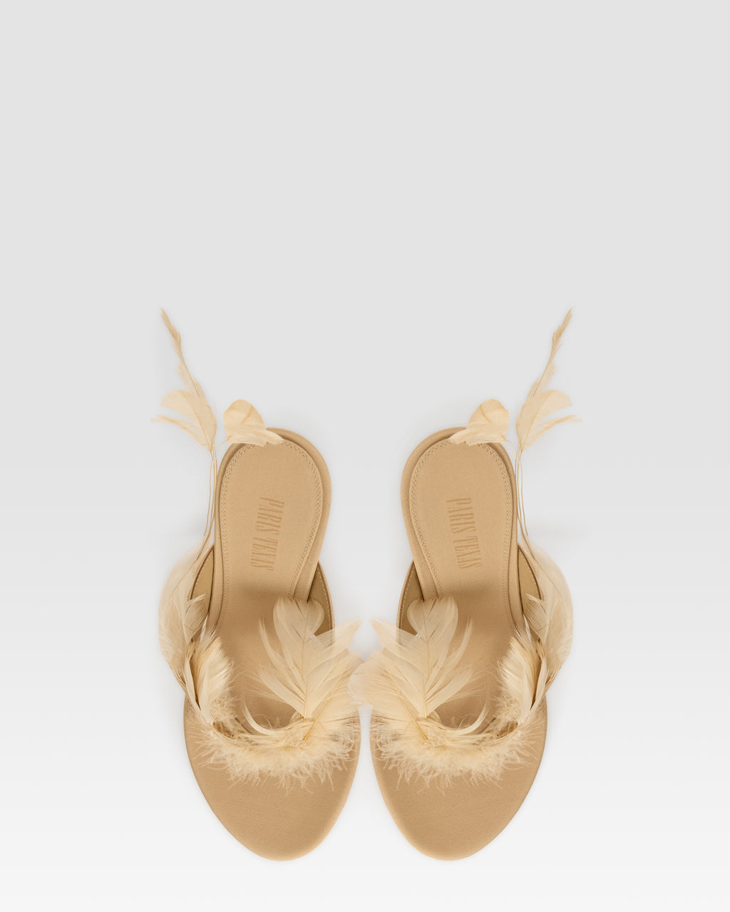 Thong mules in honey crepe satin