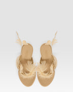 Thong mules in honey crepe satin