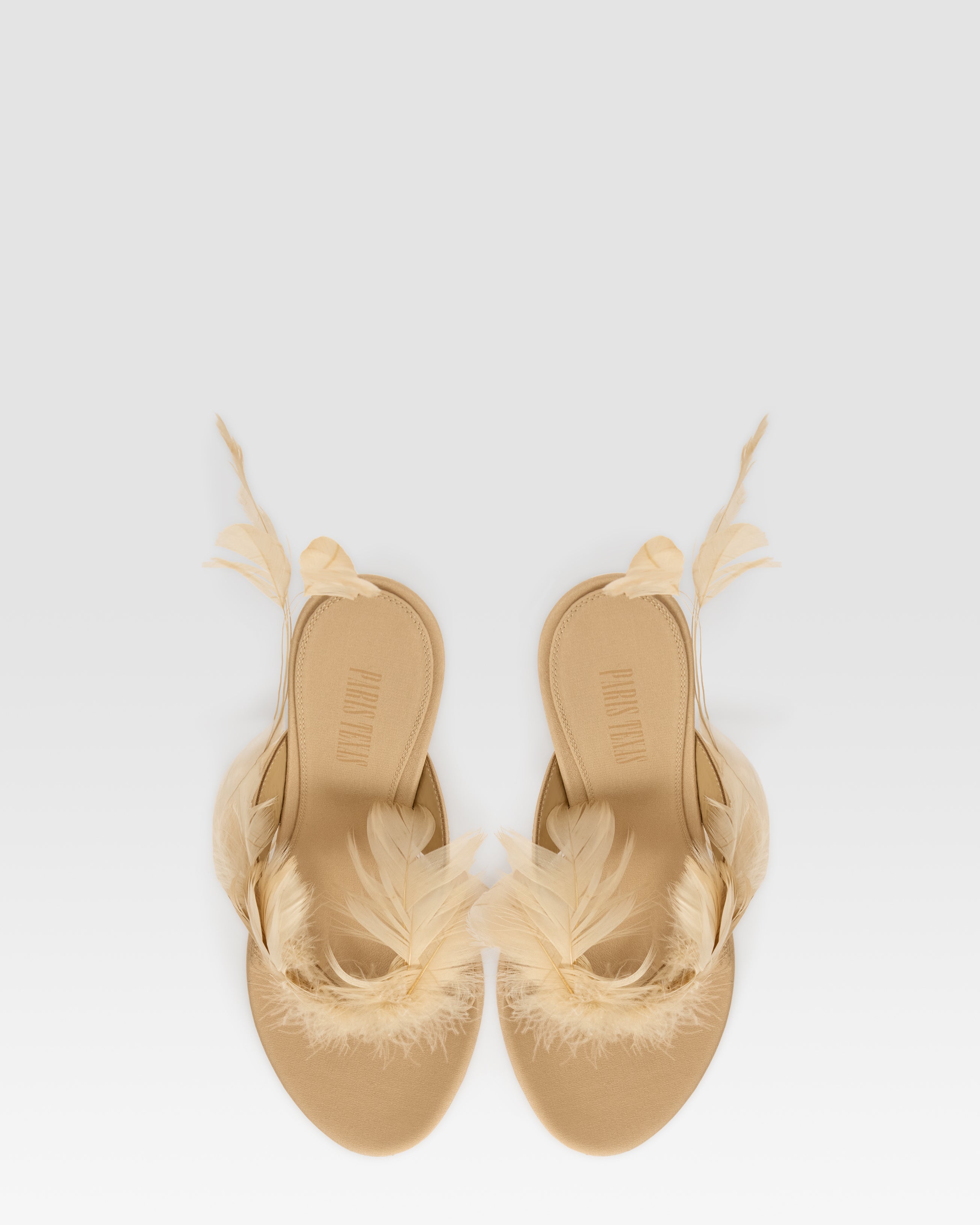 Thong mules in honey crepe satin