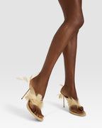 Thong mules in honey crepe satin